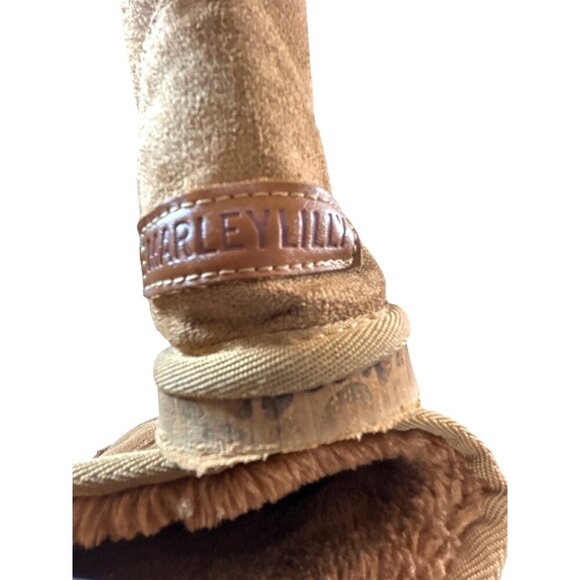 Marley Lilly Girls Boots Pull-on Suede Like Tan Animal Print Size 3 - Picture 6 of 7